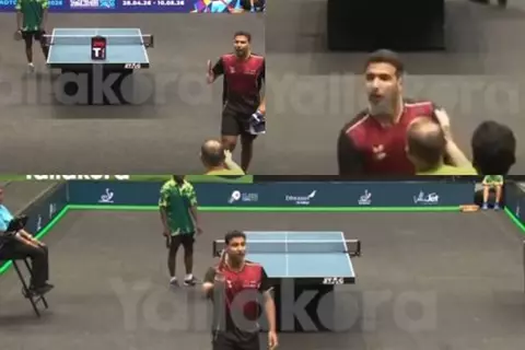 خلاف وصل إلى مشادة.. أزمة بين عمر عصر وزميله بمنتخب مصر في لقاء نيجيريا لتنس الطاولة (فيديو)
